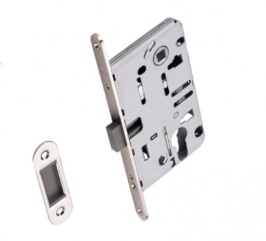 Замок магнитный, матовый никель, под ключевой цилиндр