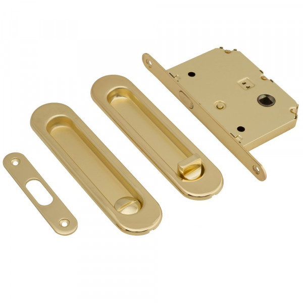 Ручка с фиксатором для раздвижной двери, золото Ручка с фиксатором для раздвижной двери, золото