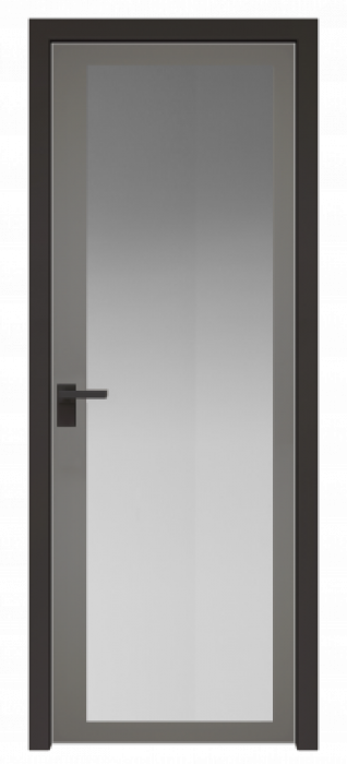 Межкомнатная дверь AGK - 2 черный матовый, стекло мателюкс серый, кромка матовая алюминиевая