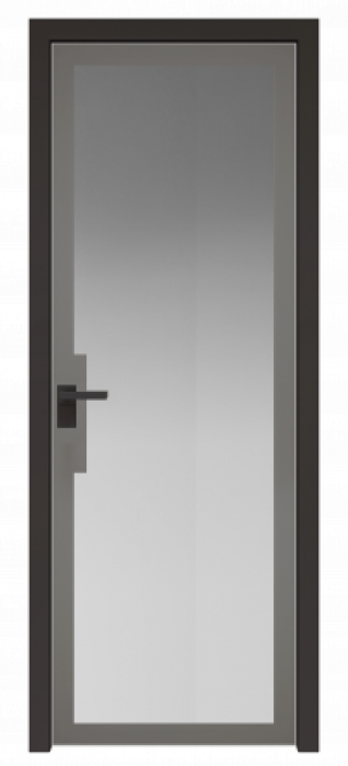 Межкомнатная дверь AGK - 3 черный матовый, стекло мателюкс серый, кромка матовая алюминиевая